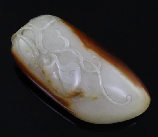 A Chinese white and russet skin jade gourd snuff bottle, 18th/19th century, H. 6.5cm